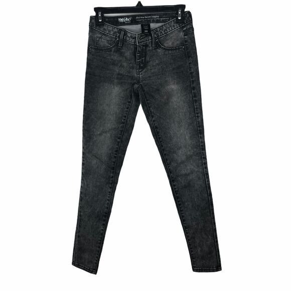 Mossimo junior's women's size 00 black stone washed mid rise denim legging jean - Picture 1 of 9